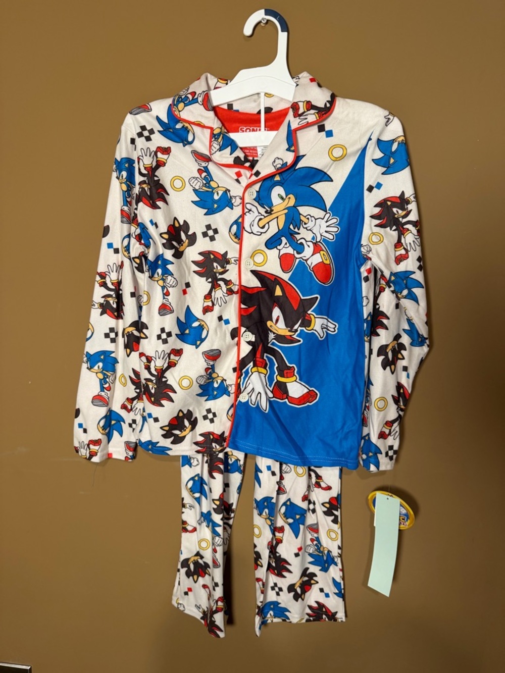 Sonic Character Kids Pajama Set - Blue & White